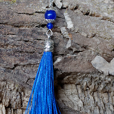 Marqueur bleu calcédoine tricot ou crochet en perle calcédoine bleu (fait main)