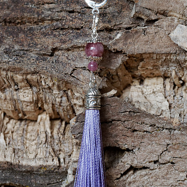 Marqueur Lilas tricot ou crochet en perle Lepidolite (fait main)